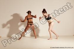 Underwear Martial art Woman - Woman White Moving poses Athletic medium brown Dynamic poses Academic